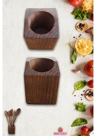 Resim Doğal Diş Budak Ağaç Kaşıklık Tezgah Üstü Servis Dik Kaşıklık Düzenleyici Kahverengi Kahverengi 