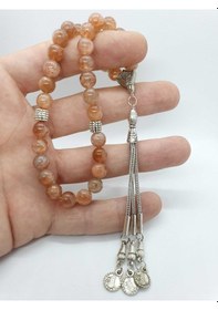 Resim Sertifikalı Güneş Doğal Taş Tesbih 8 Mm Bal Renk 