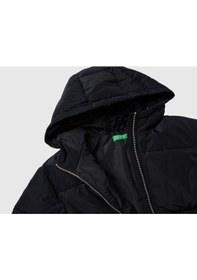 Resim United Colors Of Benetton Kız Çocuk Kürklü Mont Siyah 