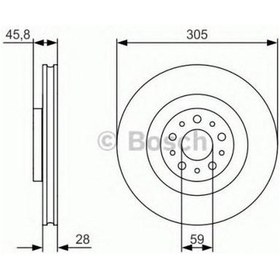 Resim ON FREN AYNASI DISKI DOBLO III FIAT 500 COMBO 1.3D/1.4/1.6D 305MM 5 BIJON BOSCH 0986479736 OEM 