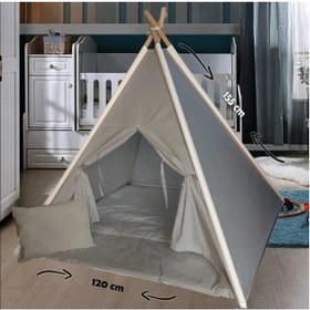 Resim Pamuklu Ahşap Çocuk Oyun Çadırı Evi Kızılderili Çadırı 