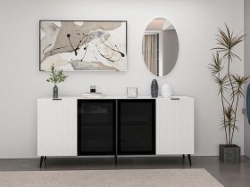 Resim Minar Kale Cam Kapak Aynalı Konsol Plus Beyaz/beyaz Füme Cam Beyaz 