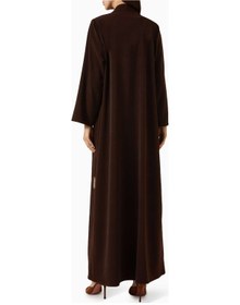 Resim Ded Collectıon Şık 3 Parça Abaya Seti Açık Ön Detaylı Düşük Eğimli Kumaş Konforlu Kullanım Kahverengi 