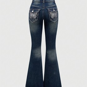 Resim Kadınlar İçin Esnek, Görünmez Paça Geniş Kesim Kot Pantolon - Makinede Yıkanabilir Her Mevsime Uygun Şık ve Günlük Kumaşlı Bell Bottom Pantolon, Zarif Kadın Pantolonu, Çok Amaçlı Gardırop Eşyası, Trendy Denim, Moda Tulum 