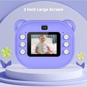 Resim Geeksen Çift Lensli Anında Baskı Kamerası Fotoğraf Çerçevesi İle 1080p Çocuk Kamera Dijital Kamera Mor 