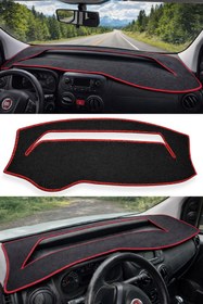Resim TUSBA MARKET Fiat Fiorino Ön Göğüs Torpido Koruma Halısı + Kaydırmaz Ped + Ayna Askısı + Tampon Çeki İpi Seti 