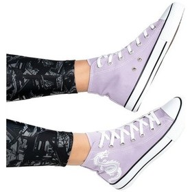 Resim Kadın Keten Bilekli Baskılı Spor Ayakkabı Lila 