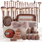 Resim Kahve Rengi Makyaj Fırça Seti 20/25/26/30/56 Parçalı Büyük Kapasiteli, Profesyonel Makeup Fırçalar + Çok Boyutlu Süngerler + Süper Yumuşak Pudra Pufu + Kadife Saç Lastikli Seyahat Taşınabilir Geniş Hacimli Makiyaj Çantası, İnceleme Aletleri ile Tam Bir Güzellik Aracı Çözüm Paketi, 2025'in En Popüler Kahve Renkli Mağaza Kitabı 