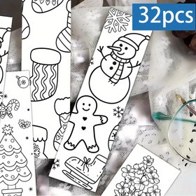 Resim 32 Parça Noel Karikatür Kitap Ayracı, Minimalist Çizgi Sanatı Tarzı, Benzersiz ve Zarif DIY Dekoratif Sayfa İşaretleyiciler – Öğrenciler, Öğretmenler, Kitap Severler İçin Mükemmel Hediye, İdeal Okuma Ödülü 