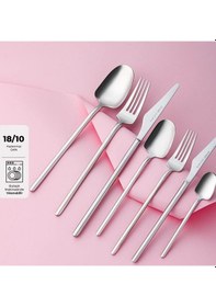 Resim Emsan Destrier 84 Parça 12 Kişilik Çatal Kaşık Bıçak Takımı Gümüş 