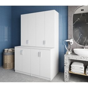 Resim Maven Çamaşır Ve Kurutma Makinesi Dolabı Banyo Dolabı Beyaz Beyaz 