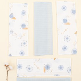 Resim 5'li Omuz Mendili Set - Bebe Mavisi Muslin - Mavi Güneş 