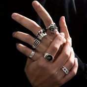 Resim 6 Adet Edgy Metal Punk Yüzük Seti - Vintage İlhamlı Açılabilir Ayarlanabilir Yüzükler ile Kafa ve Poker Tasarımları, Halloween ve Partiler için İdeal, Sevgili, Kardeş, Koca için Benzersiz Hediye, Metal Yüzük Seti|Kafa Motifli Yüzükler|Ayarlanabilir Yüzük Seti, Metal Yüzükler 
