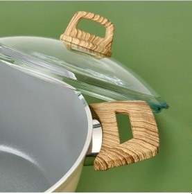 Resim Hisar Seramik Derin Tencere - Beyaz / Kahverengi - 24 Cm 