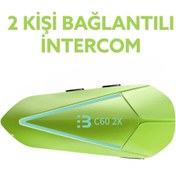 Resim Enshall Yeni 2025 Model Yeni Sürüm C60-2x Bluetooth V5.3 Motosiklet Kask Kulaklık Rgb İntercom Telsiz Seti 