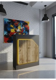 Resim Resital Ledli Karşılama Bankosu G-90 Cm Ofis Kasa Resepsiyon Masası Banko-002-4-2 