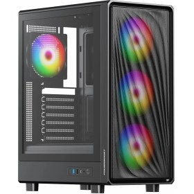 Resim PowerBoost PB-A5065B-650w 80+ Bronze 4*ARGB Fan Mesh USB 3.0 Mid-T ATX Gaming Siyah Kasa 