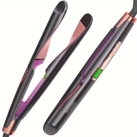 Resim ANGENIL 2'si 1 Arada Saç Düzleştirici & Bukle Makinesi - Şık Çift Voltaj, 2.54 cm, Mükemmel Bukleler & Dalgalı Saçlar İçin, Type-C Fiş, Pil Gerektirmez, 55W, Siyah & Pembe/Mor Seçenekleri, ANGENIL 