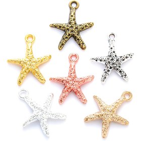 Resim 30 adet Denizyıldızı Kolye, 16x14mm Alaşımlı Deniz Hayatı Kolyeler, DIY Okyanus Tarzı Takı Aksesuarları, Çeşitli Renkler 