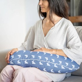 Resim Müslin Bebek Emzirme Destek Yastığı - Mono Lapin Royal Blue 