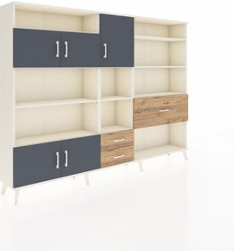 Resim Arges Dolap 13 Raflı 3 Çekmeceli 5 Kapaklı 220x30x163 Aytaşı-antr Aytaşı-antrasit/çam 