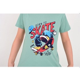 Resim Vitmo Erkek Çocuk Kapri Pijama Takımı Born To Skate Çağla Yeşil 
