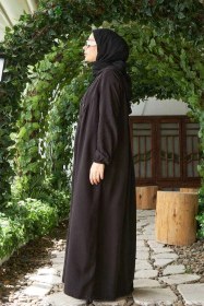 Resim 6635-parça Boyalı Brit Düğmeli Denim Ferace Siyah Siyah 