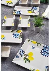 Resim Piatti Naturali 12 Parça 4 Kişilik Limon Kahvaltı Takımı Handmade Sunum Set Çok Renkli 