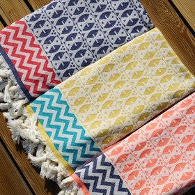 Resim Lacivert 'Adinkra' Peştemal 