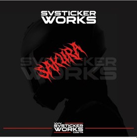 Resim Sakura Yazılı Kask Sticker Tüm Kasklar Uyumlu Tek Yön 1 Adet Kırmızı 