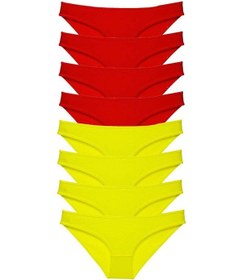 Resim 8 Adet Set Likralı Kadın Slip Külot Sarı Kırmızı 