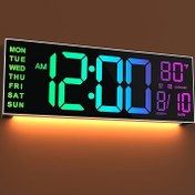 Resim Uzaktan Kumandalı 1 Dijital Duvar Saati, 16 İnç LED Ekran, Çift Alarm, 8 RGB Renk, USB ile Çalışır, ABS Malzeme, Pil Yok, Oturma Odası, Tekne Kabin için İdeal 