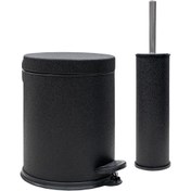 Resim SİLİWAX SİYAH KADİFE -2 Li Set Pedallı Çöp Kovası ve Wc Klozet Fı Siyah 