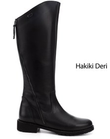 Resim GÖNDERİ(R) Kadın / Kız Siyah Çift Fermuarlı Kauçuk Taban Hakiki Deri Çizme 