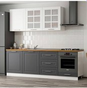 Resim Minar 240 Cm Mebran C Mutfak Dolabı Beyaz Antrasit 240-Mcba3 Beyaz 