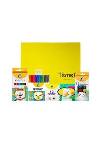 Resim Adel 4'lü Boya Seti Resim Defteri Hediye (Kuru - Sulu - Pastel - 