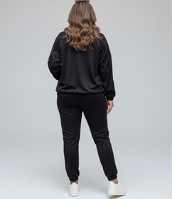 Resim Kadın Büyük Beden Güpür Detaylı Fermuarlı Scuba Eşofman Takımı 8217-26 - 3XL / Bordo 