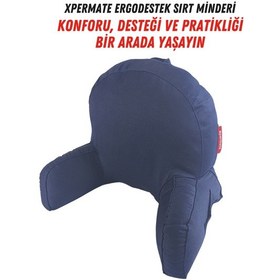 Resim Xpermate Kolçaklı Okuma Yastığı Sırt Minderi TV İzleme Yastığı Bel Destek Ergonomik Fermuarlı Yastık Lacivert 