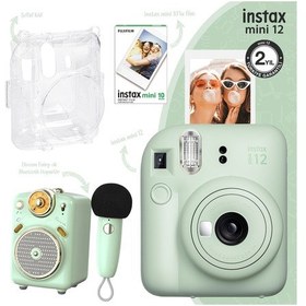 Resim Instax Mini 12 Fotoğraf Makinesi + 10'lu Film + Şeffaf Kılıf + Divoom Fairy-OK Karaoke Bluetooth Hoparlör 