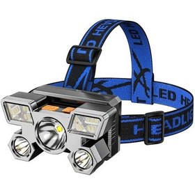 Resim Büro Ev Ofis Aydınlatması İçin 5led 4mod Şarjlı Cob Led Avcı Balıkçı Kafa Lambası Gri 