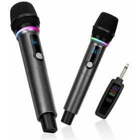 Resim Jrl Wn-08 Çift El Tipi Kablosuz Uhf Mikrofon Seti - Şarj Edilebilir Karaoke Ve Sahne Mikrofonu 