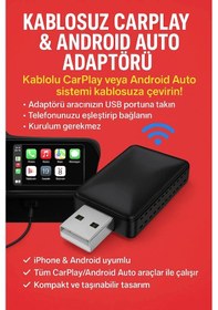 Resim Kablosuz Carplay & Android Auto Adaptörü - Apple Ve Android Cihazlar İçin Evrensel Wireless Carplay Çevirici 