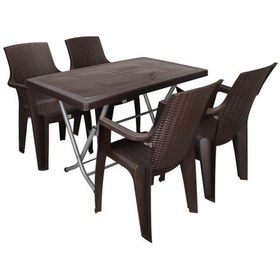 Resim Depootoptan Mandella Zeugma 70 x 120 CM Katlanır Ayak 4 Kişilik Nibras Koltuk Masa Kahverengi 