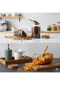 Resim 750 Ml Akasya Kapak Kavanoz Şeffaf 