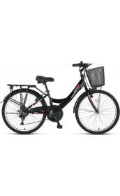 Resim Ümit 2608 Safıro Sepetli Bayan Şehir Bisikleti V 26 Jant 21 Vites Siyah 