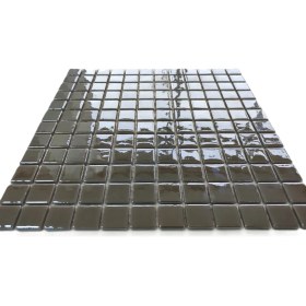 Resim MozaiKristaL Mutfak Tezgah Arası, Banyo, Havuz, Sauna, Spa ve Yaşam Alanlarının Tüm Yüzeyleri Için 25X25 mm Parlak Füme, 31.5X31,5 cm Fileli Cam Mozaik. 