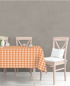 Resim Kareli Masa Örtüsü Turuncu 160x220cm 
