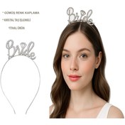 Resim Gümüş Renkli Taşlı “Bride” Gelin Tacı 