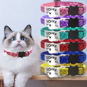 Resim İsim Plakası ile Kişiselleştirilmiş Bling Kedi Yaka, Kimlik Etiketi Kolye Ve Zil ile Glitter Kedi Yaka, Sevimli Özelleştirilmiş Pet Yaka Kimlik Adı Kolye Etiketleri Yavru Kedi Ve Yavru Köpekler Için, Oyulmuş Kedi Dekorasyonu 