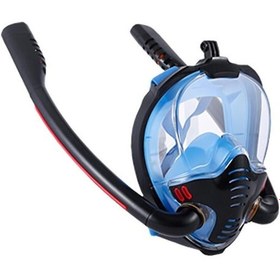 Resim Soulader Tam Yüz Şnorkel Maskesi, Yüzme Dalış Maskesi, Su Geçirmez Şnorkel Ekipmanları Siyah 